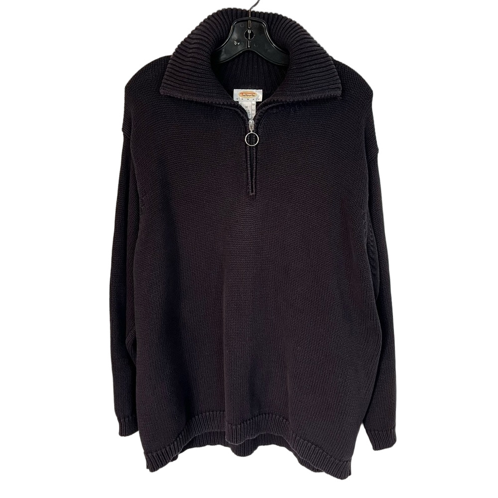 Talbots Funnel Neck Half-Zip Purple Pullover Sweater 3X Cotton Fisherman Office